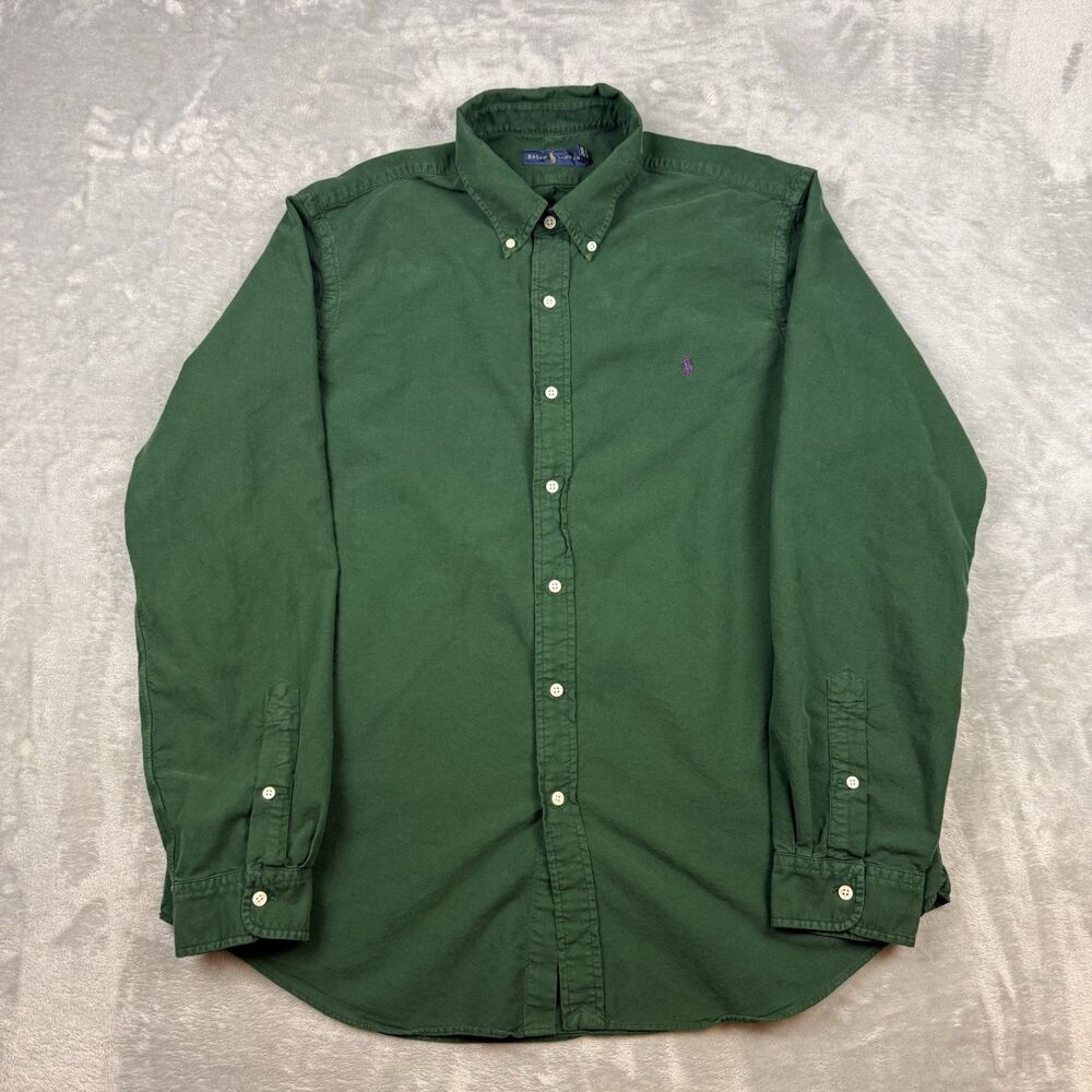 Ralph Lauren Men’s XL Green Oxford Button Down Shirt Purple Pony Classic Fit